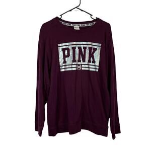 PINK Victoria's Secret Maroon Holographic Foil Logo Sweatshirt Size Small